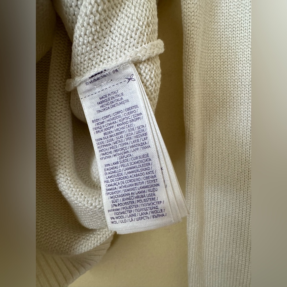 Ralph Lauren Purple Label New Hamptons Spring Polo Bear Silk Sweater White Small - Picture 8 of 12